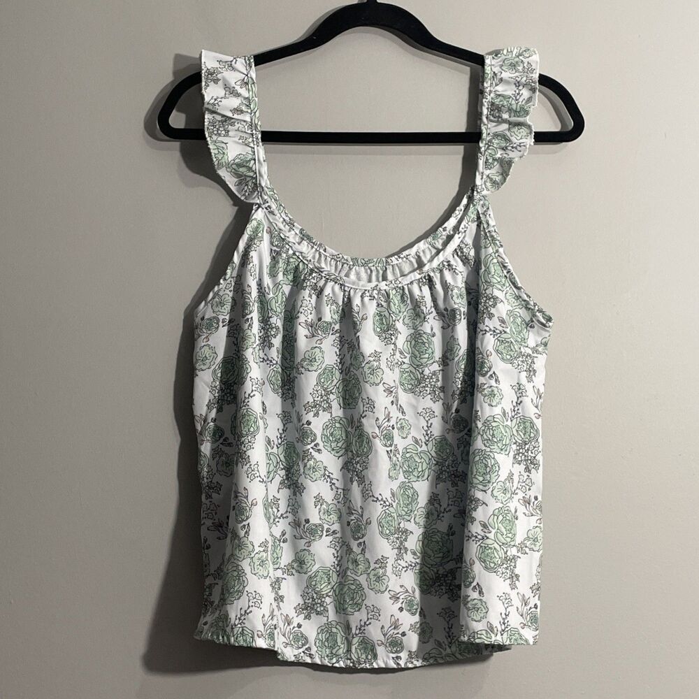 Dazy Women's Floral Print Pajama Set Large Green Shorts Sleepwear Pockets